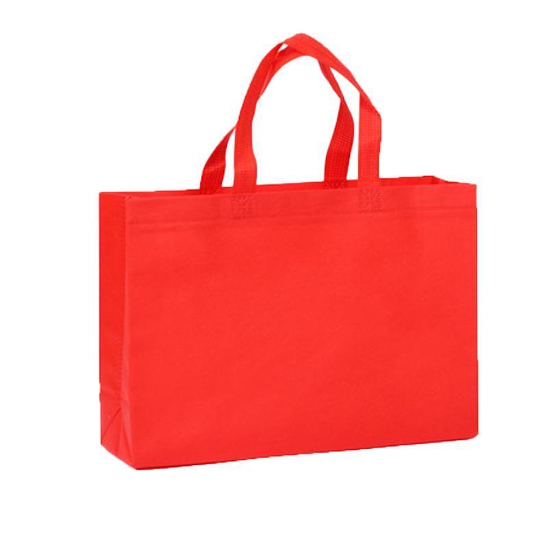 100PCS Reusable Non Woven Shopping Bags Eco Friendly Washable Tote Bags Red - 38X30X10CM 8