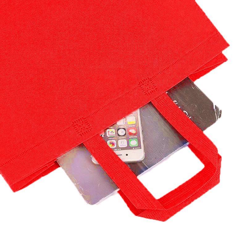 100PCS Reusable Non Woven Shopping Bags Eco Friendly Washable Tote Bags Red - 41X35X12CM 4