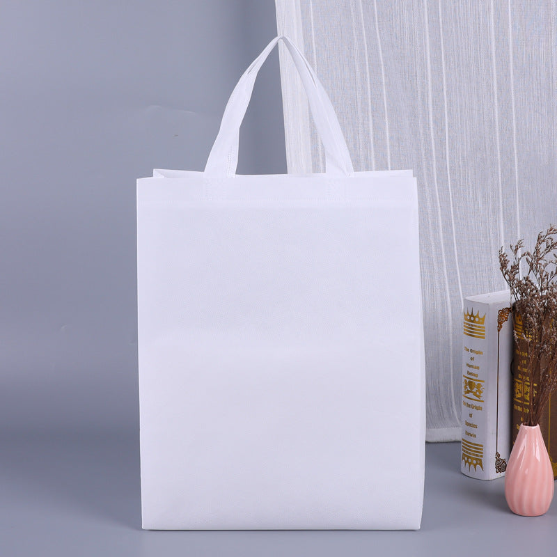 100PCS Reusable Non Woven Shopping Bags Eco Friendly Washable Tote Bags White - 35X25X10CM 4