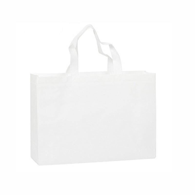 100PCS Reusable Non Woven Shopping Bags Eco Friendly Washable Tote Bags White - 35X25X10CM 7