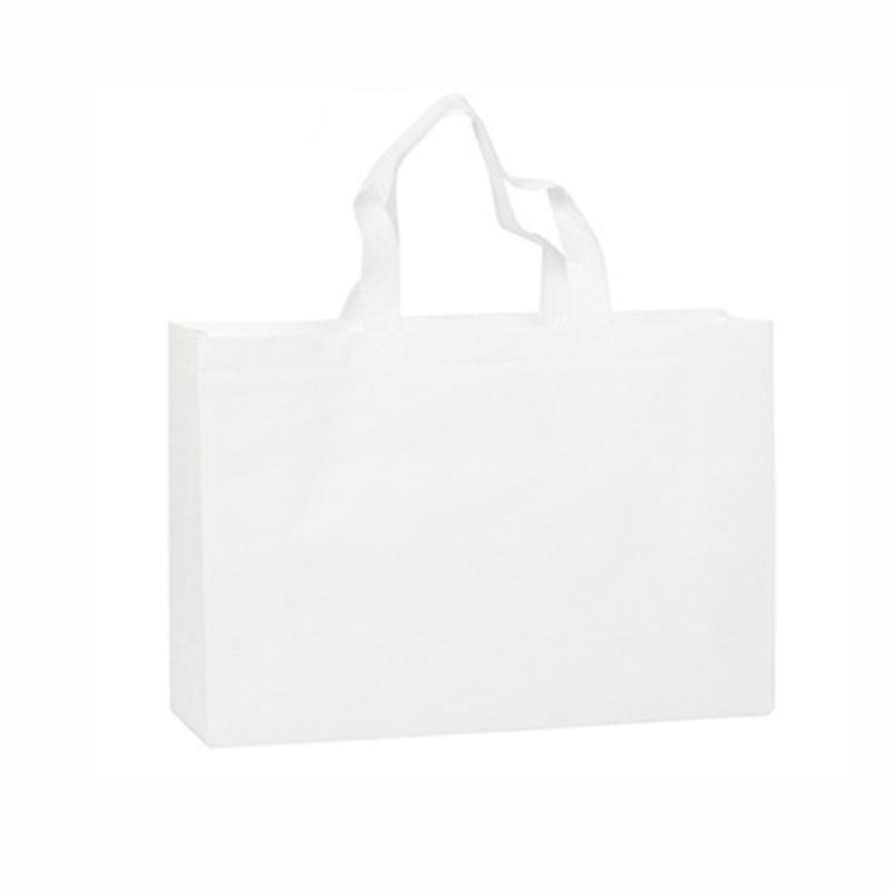 100PCS Reusable Non Woven Shopping Bags Eco Friendly Washable Tote Bags White - 35X25X10CM 8