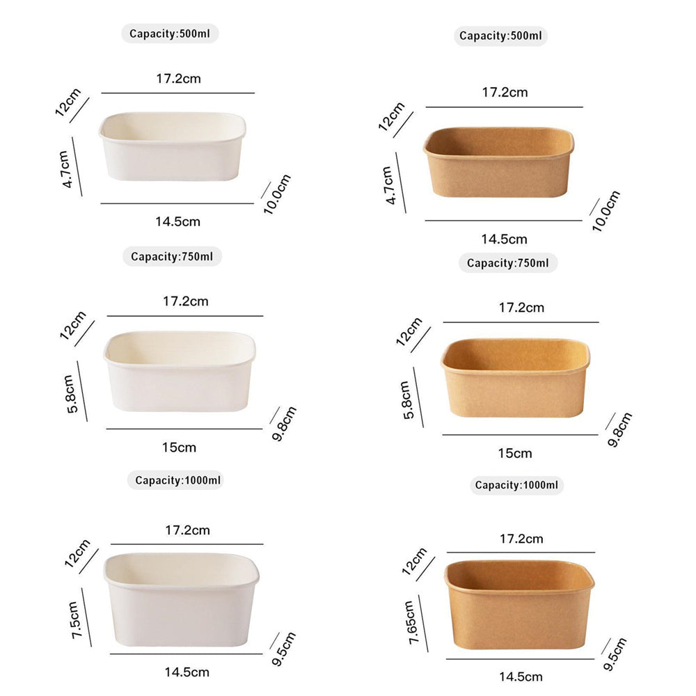 Kraft Paper Bowl for Takeaway Leak-Proof Disposable Food Container - White-1000ml-300pcs 3