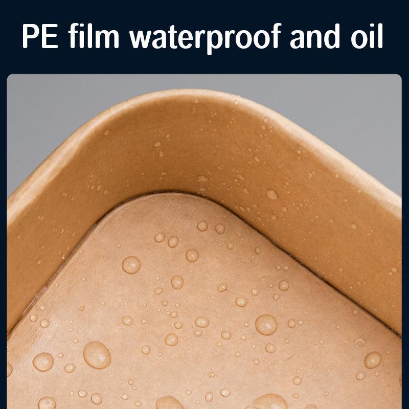 Kraft Paper Bowl for Takeaway Leak-Proof Disposable Food Container - White-Paper Lid-300pcs 5