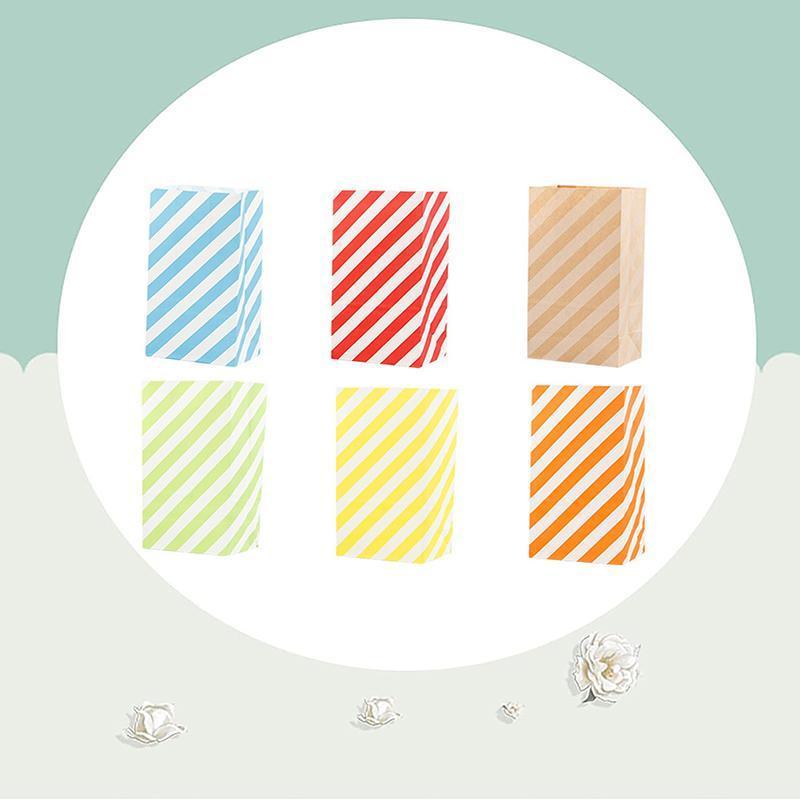 100X Colourful Plaid Kraft Paper Bag Candy Cookie Snack Cake Gift Bags 9X6X18cm - Blue 4