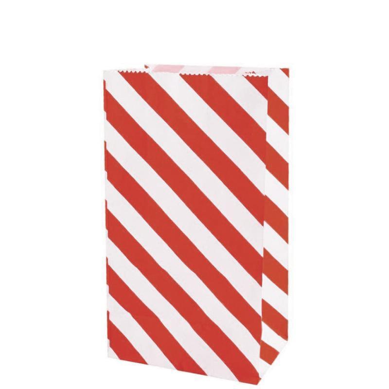 100X Colourful Plaid Kraft Paper Bag Candy Cookie Snack Cake Gift Bags 9X6X18cm - Orange 7