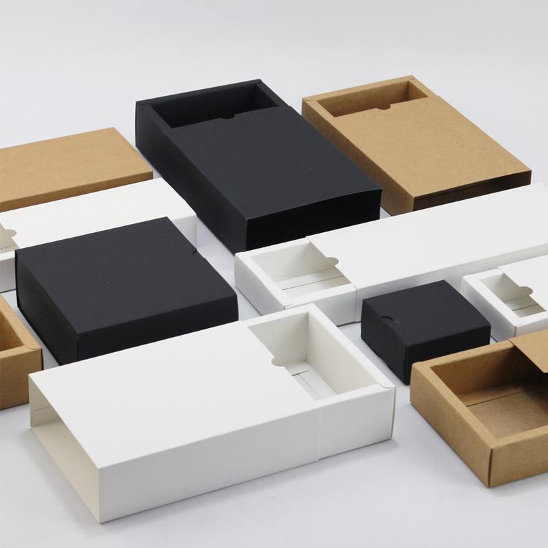 100PCS DIY Paper Box Drawer Type Jewelry Packing Box Tea Gift Cosmetics White - 12*9*3.3cm 3