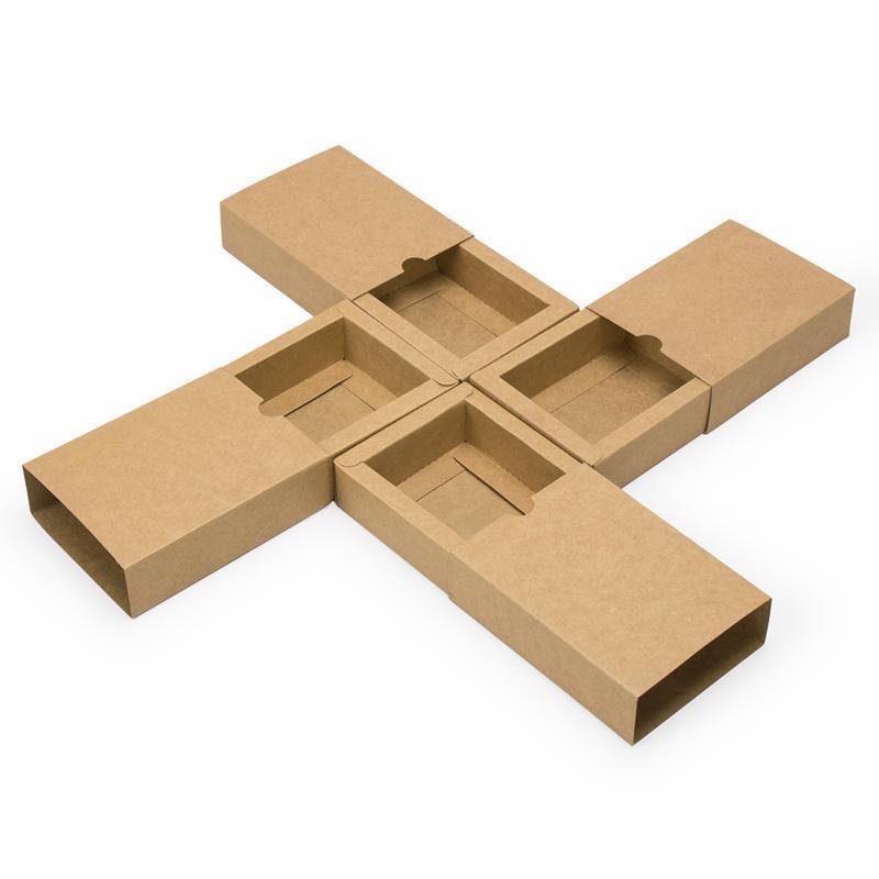 100PCS DIY Paper Box Drawer Type Jewelry Packing Box Tea Gift Cosmetics Kraft - 8*8*4cm 4
