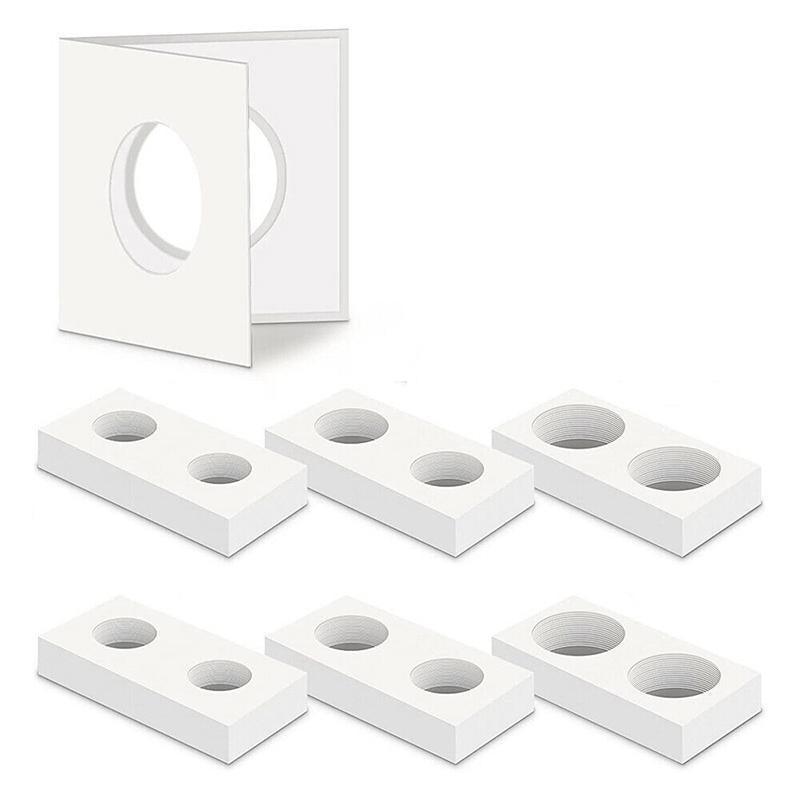 50x 33mm CARDBOARD COIN HOLDERS Staple Coin Holder Display Clear Window Folder