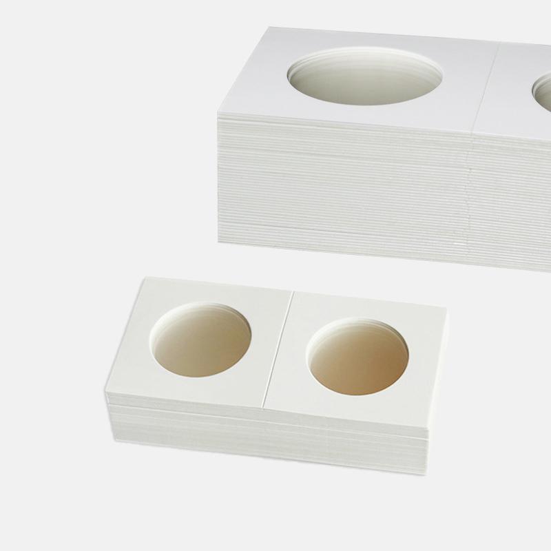 50x 33mm CARDBOARD COIN HOLDERS Staple Coin Holder Display Clear Window Folder 3
