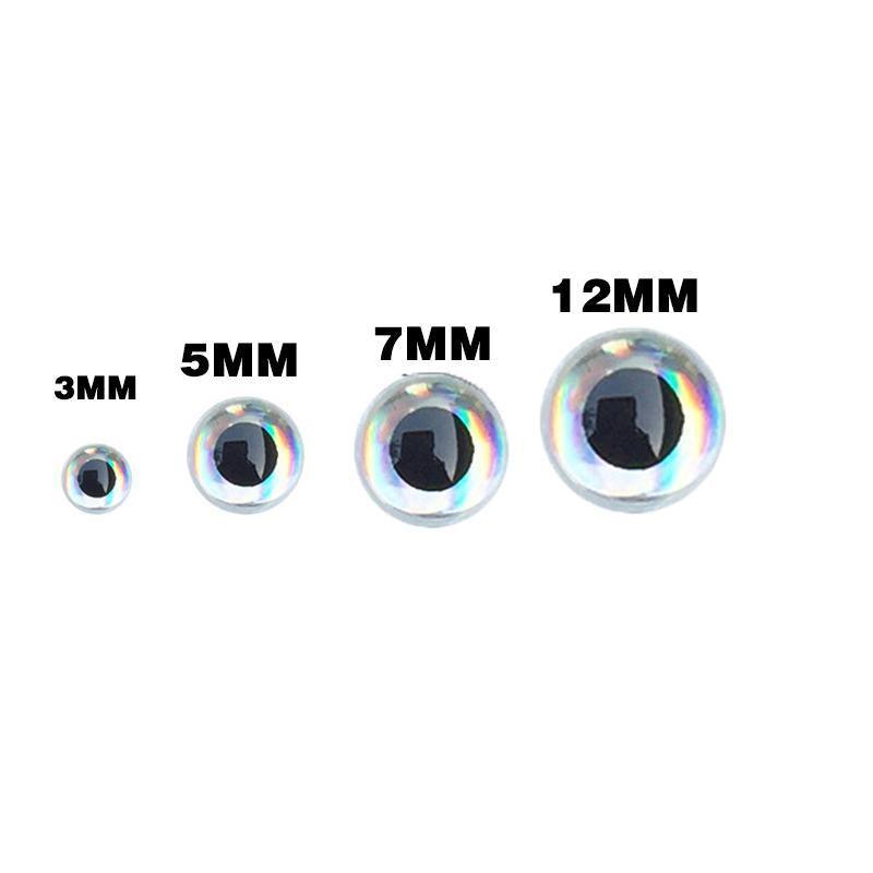 100PCS Fish Eyes 3D Holographic Lure Eyes Fly Tying Jigs Crafts Dolls - 100PCS / 5mm / Silver 4