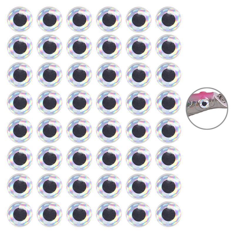 100PCS Fish Eyes 3D Holographic Lure Eyes Fly Tying Jigs Crafts Dolls - 100PCS / 5mm / Silver 5