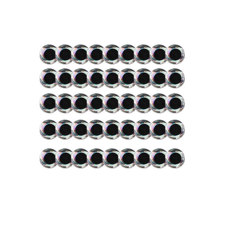 100PCS Fish Eyes 3D Holographic Lure Eyes Fly Tying Jigs Crafts Dolls - 100PCS / 5mm / Silver 6