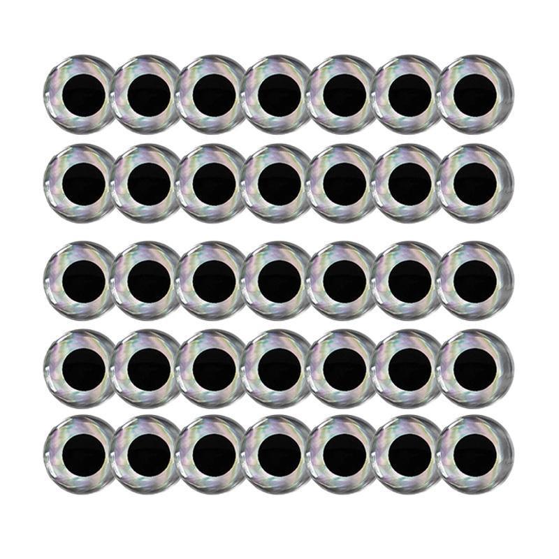 100PCS Fish Eyes 3D Holographic Lure Eyes Fly Tying Jigs Crafts Dolls - 100PCS / 5mm / Silver 9