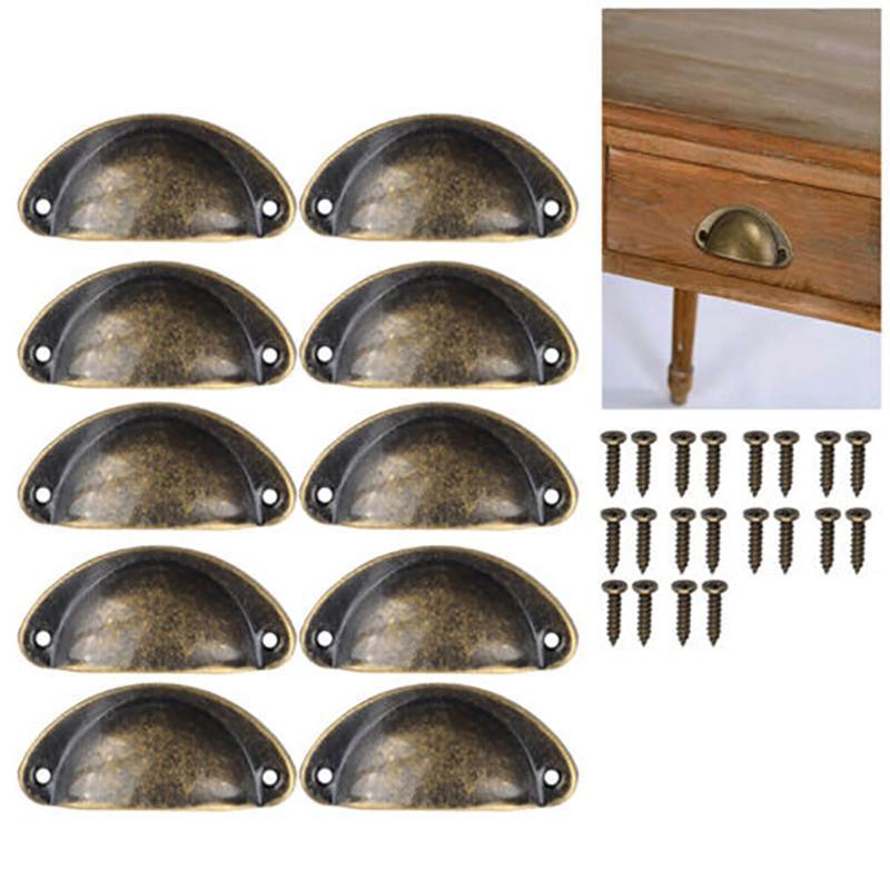 30X Modern Cup Cabinet Handle Knob Drawer Furniture Door Pull Shell Cupboard - Black 3