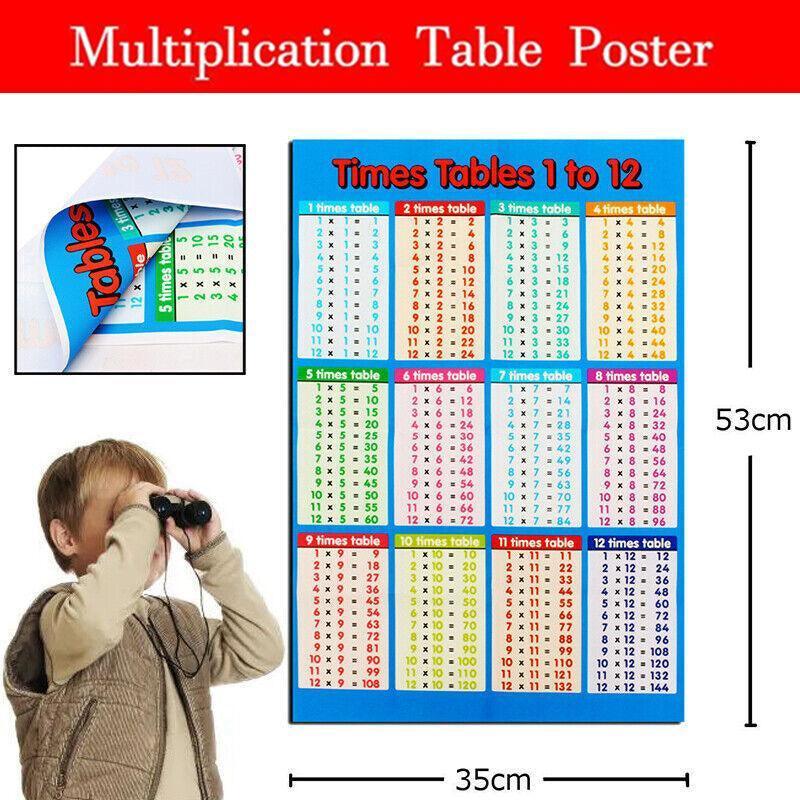 Multiplication Educational Time Tables Maths Wall Chart Poster for Learning - L - 53*35CM 3