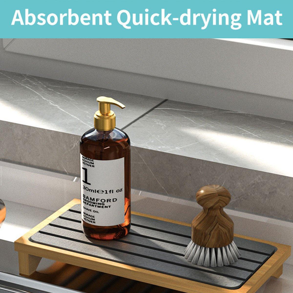 Countertop Absorbent Drainage Mat Sink Splash Pad Bathroom Tray Water Catcher - Dark Grey 5