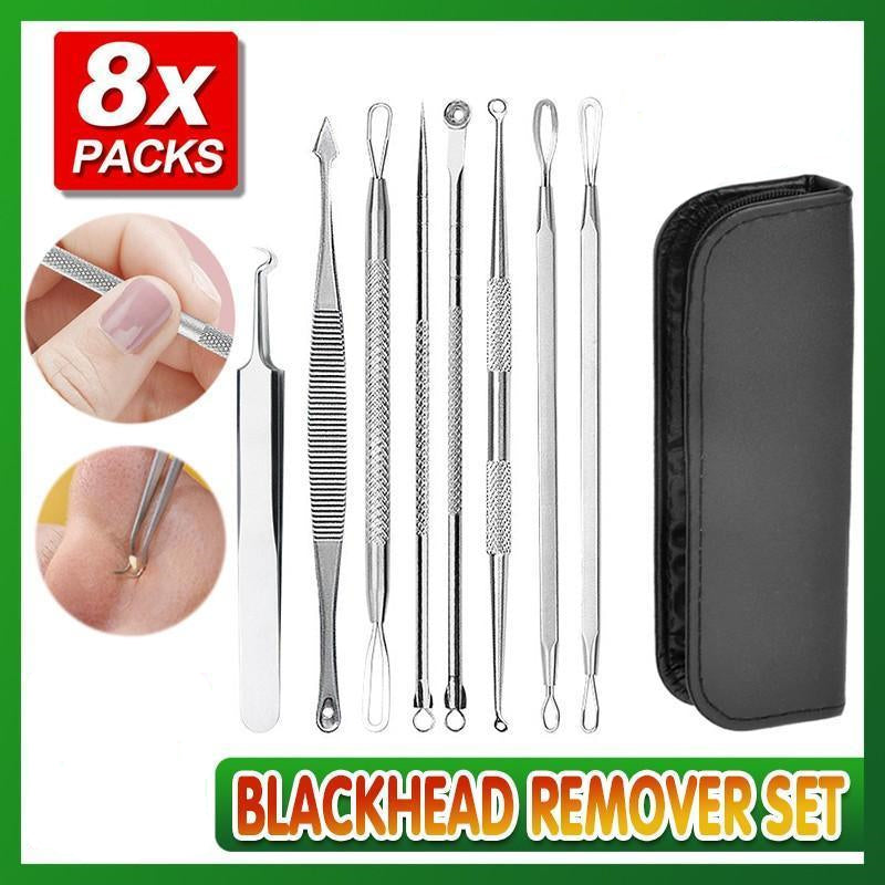 8PCS Stainless Steel Blackhead Remover and Blemish Extractor Tool Kit with Case