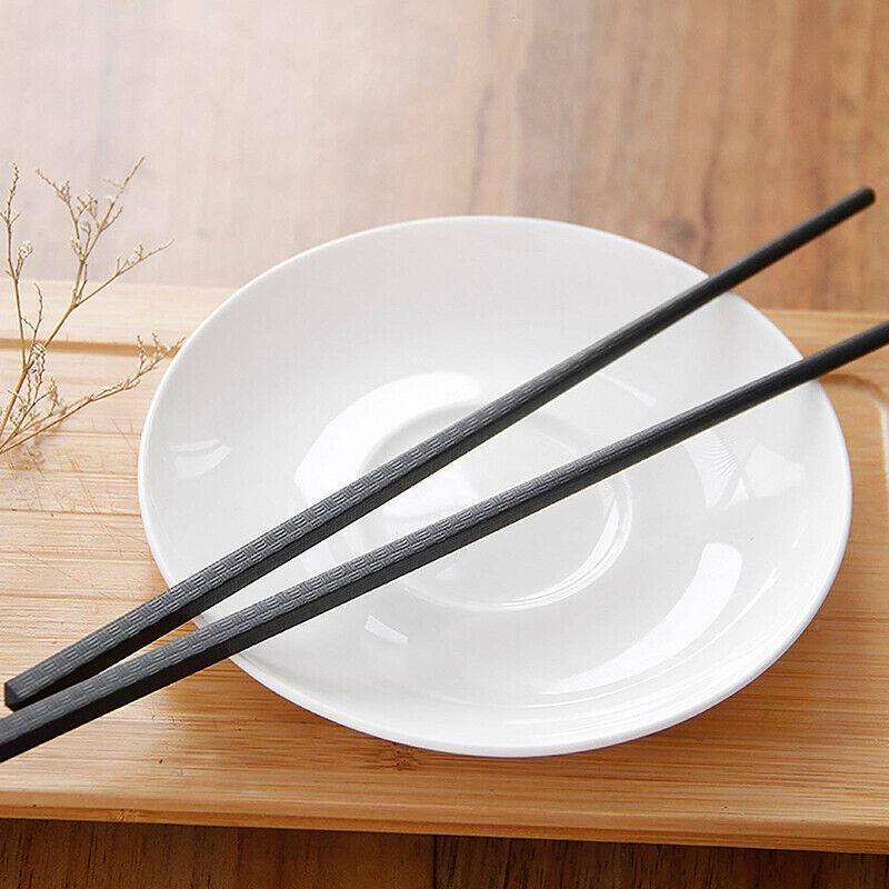 5 Pairs Premium Quality Alloy Chinese Japanese Chopsticks Dishwasher Safe Black 3