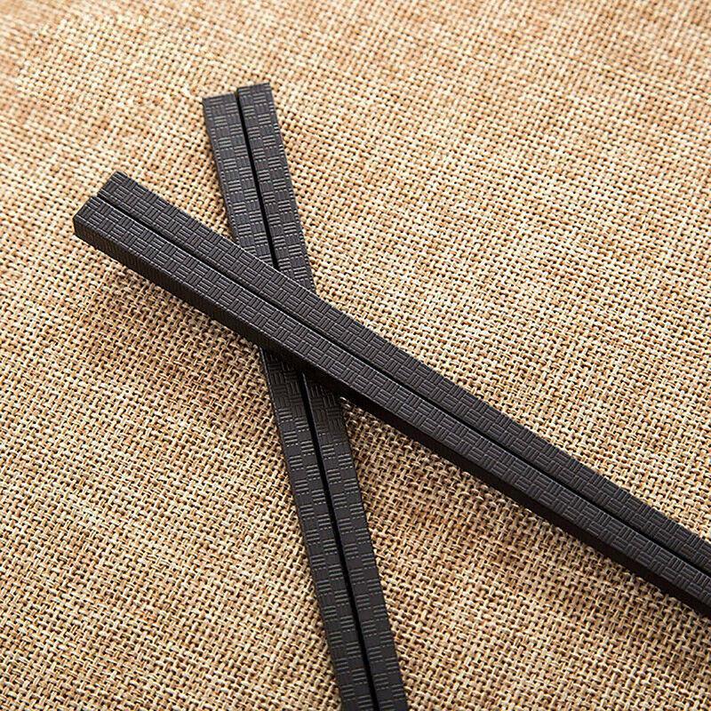 5 Pairs Premium Quality Alloy Chinese Japanese Chopsticks Dishwasher Safe Black 5
