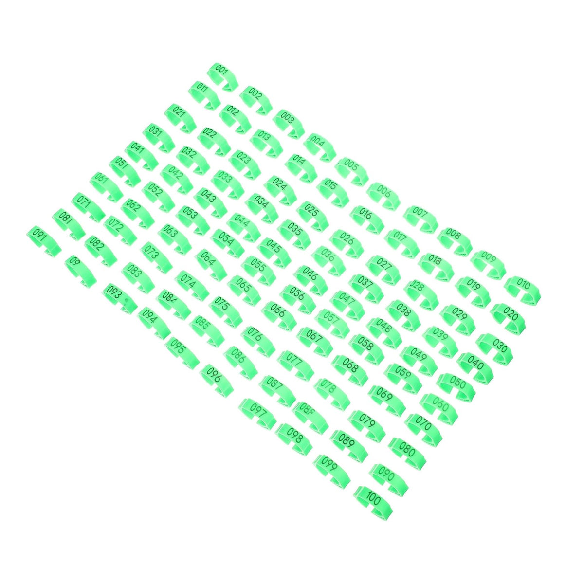 Chicken Duck Goose Leg Rings 100pcs Numbered Ankle Bands Bird ID Tags Farm Use - Green 9