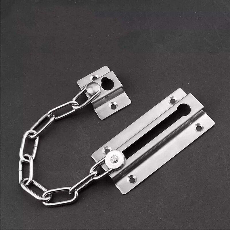 Security Door Chain Home Office Lock Guard Latch Stainless Sliding Fastener 4
