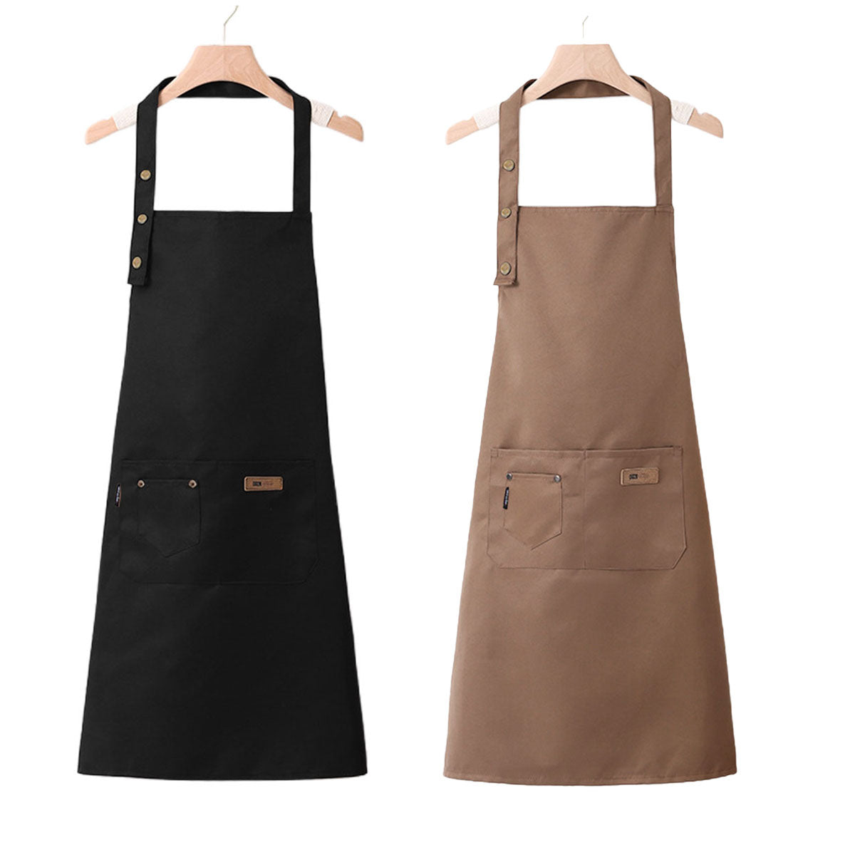 Adjustable Work Apron Neck Strap Waist Tie Kitchen Cooking Bib Apron Men Women - Black