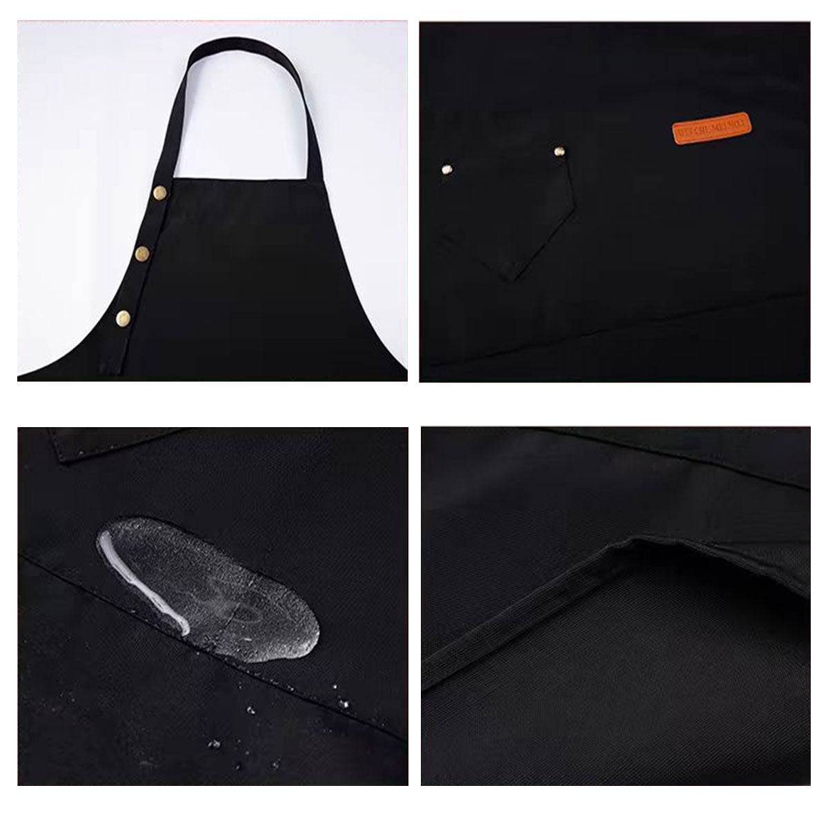 Adjustable Work Apron Neck Strap Waist Tie Kitchen Cooking Bib Apron Men Women - Black 5