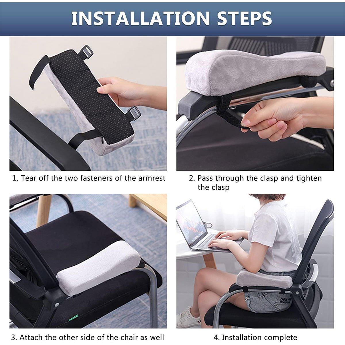 2PCS Elbow Arm Rest Cushion Chair Armrest Pads Memory Foam Office Support Pillow - Grey 5