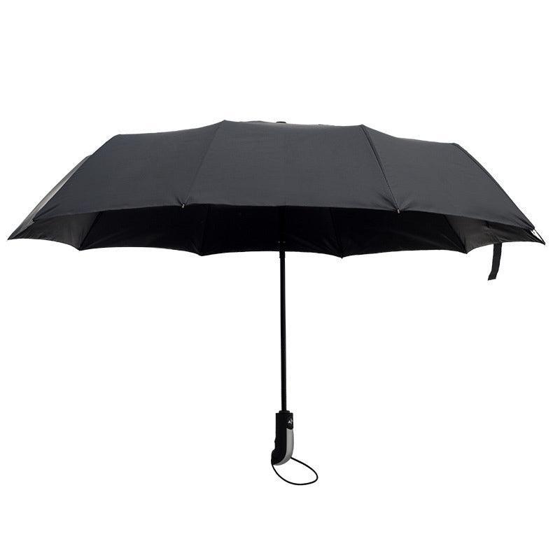 Automatic Umbrella Auto Open Close Compact Folding Anti Rain Windproof 10Ribs Au - Brown