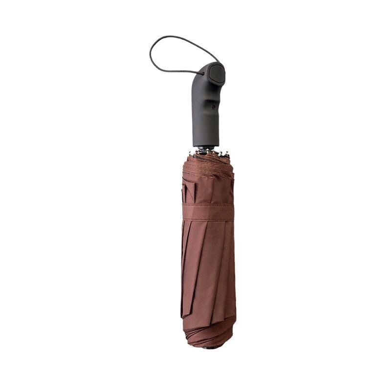Automatic Umbrella Auto Open Close Compact Folding Anti Rain Windproof 10Ribs Au - Brown 7