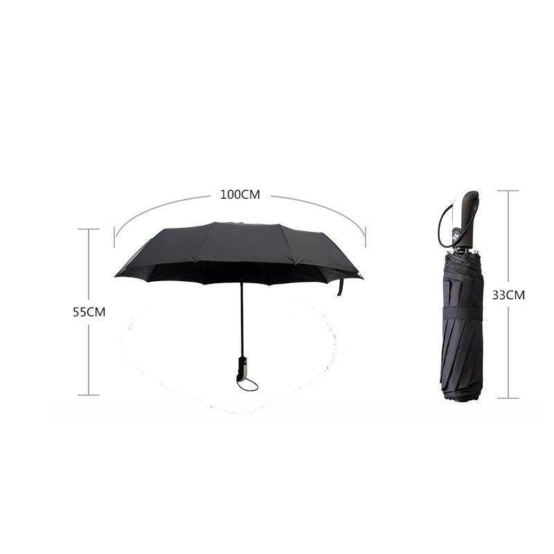 Automatic Umbrella Auto Open Close Compact Folding Anti Rain Windproof 10Ribs Au - Wine Red 3