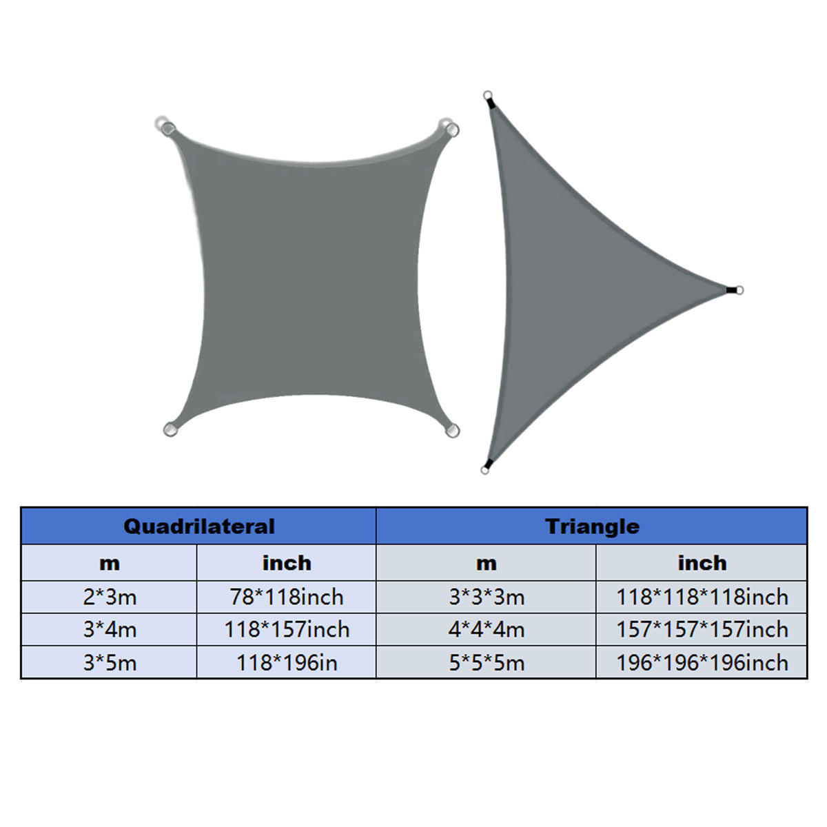 Waterproof Outdoor Shade Sail Garden Sun Canopy UV Protection Patio Awning Cloth - 4x4x4m Triangle 3