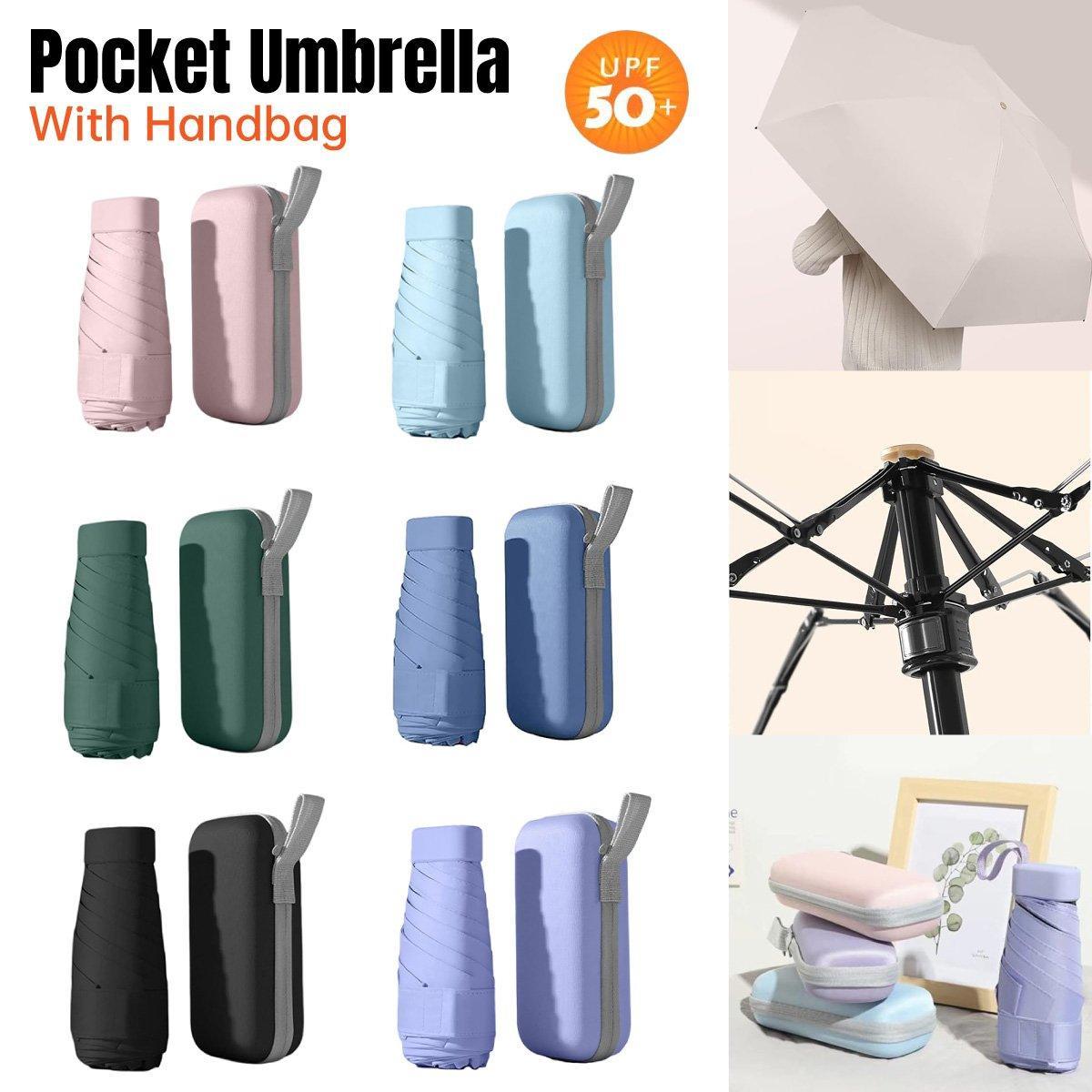 Portable Compact Five-Fold Umbrella UV Sun Protection Travel Manual Umbrella - Black