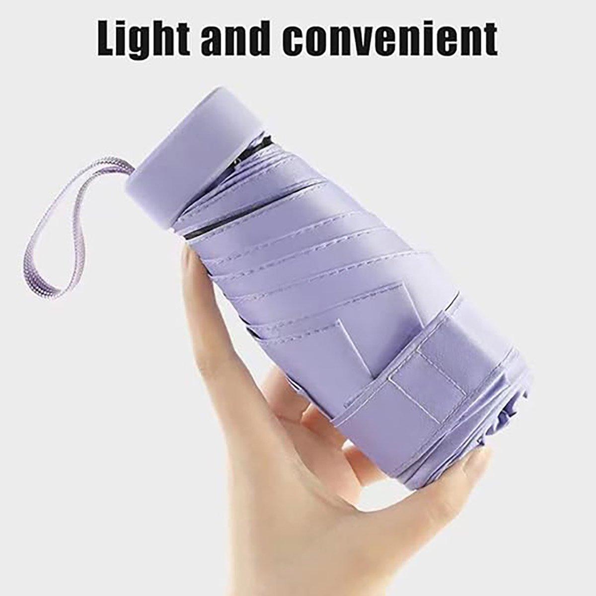 Portable Compact Five-Fold Umbrella UV Sun Protection Travel Manual Umbrella - Sky Blue 4