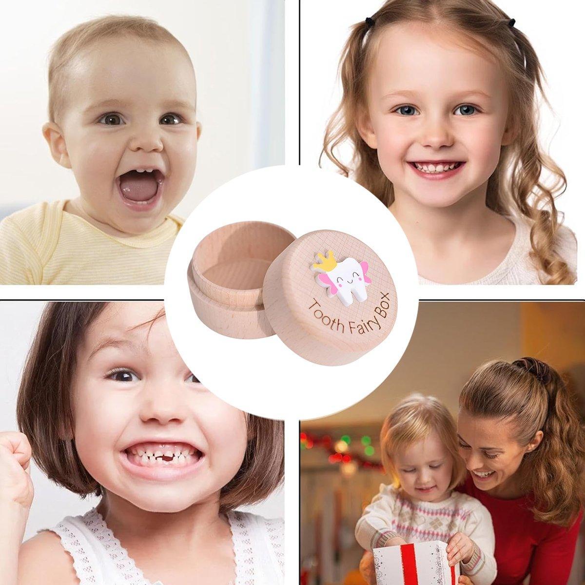 Wooden Baby Teeth Hair Keepsake Box Memory Storage for Boys Girls Hair Holder 5