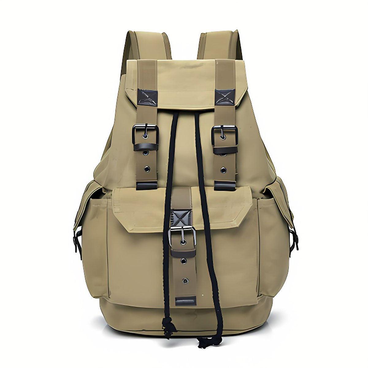 Unisex Retro Rucksack Large Capacity Travel Bag Leisure Backpack Schoolbag - Khaki 7
