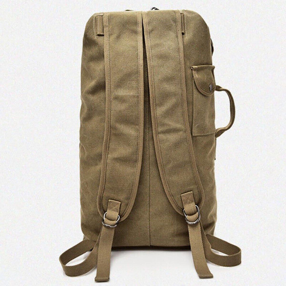 Large Capacity Travel Backpack for Men Outdoor Sports Bag Canvas Rucksack - Khaki-Small 4