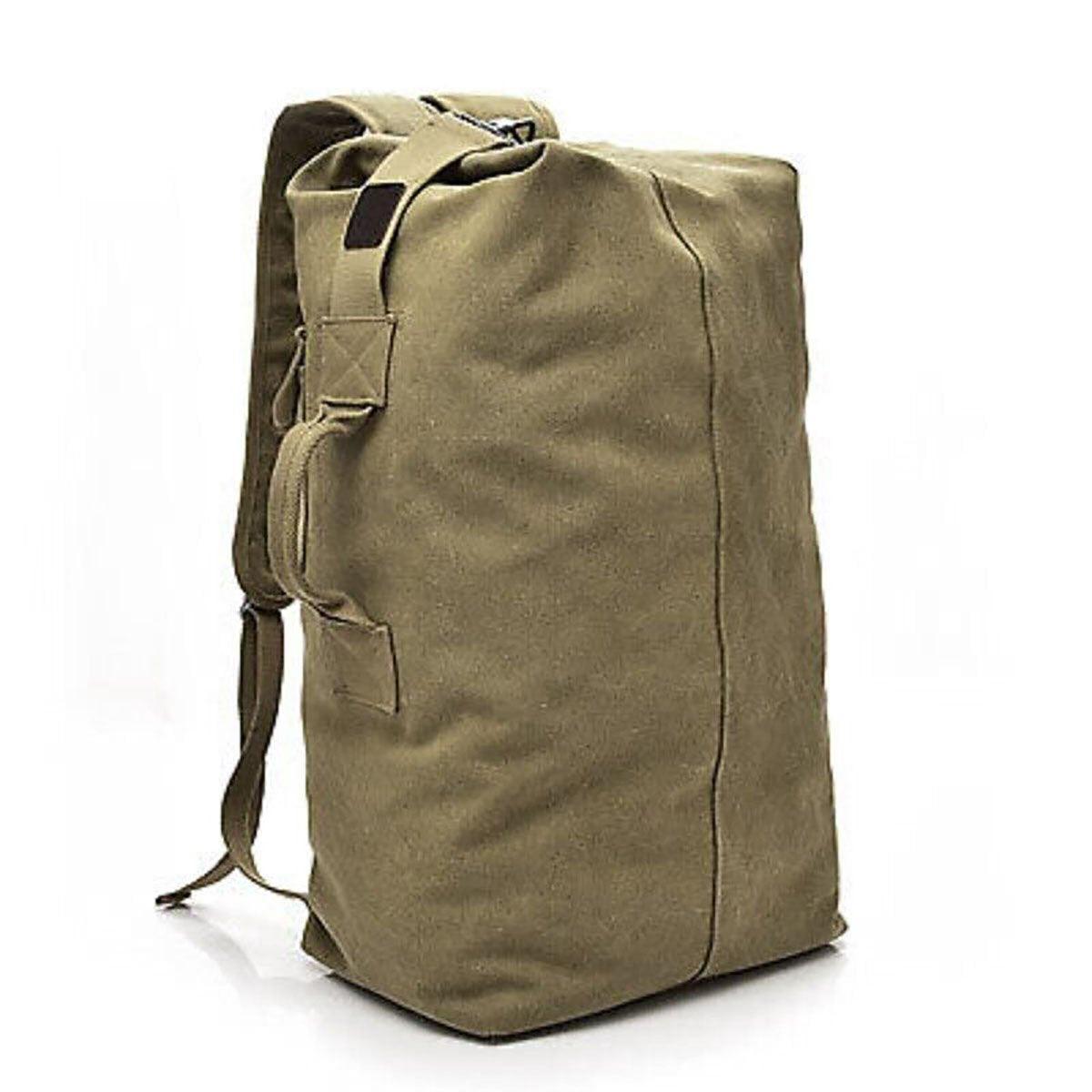 Large Capacity Travel Backpack for Men Outdoor Sports Bag Canvas Rucksack - Khaki-Small 8