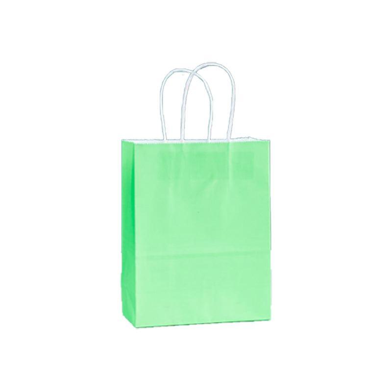 20pcs Small Kraft Paper Gift Bags with Handles for Shopping Party Favour - Light Green 11