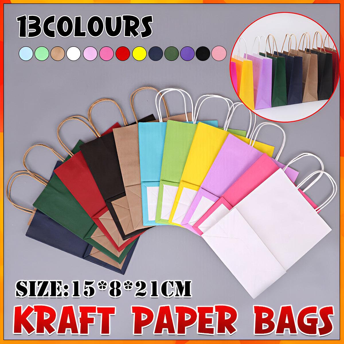 20pcs Small Kraft Paper Gift Bags with Handles for Shopping Party Favour - Dark Pink