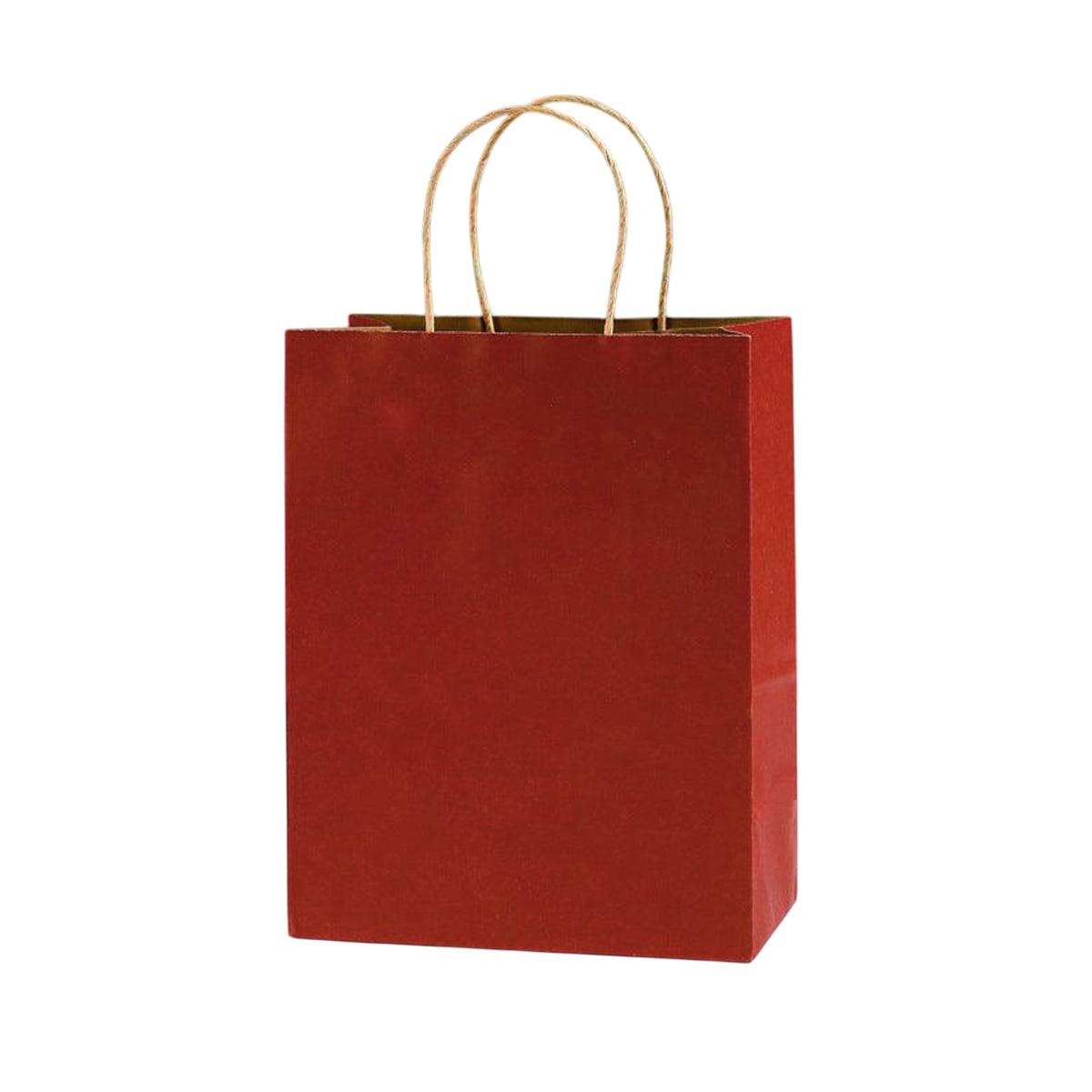 20pcs Small Kraft Paper Gift Bags with Handles for Shopping Party Favour - Dark Pink 13