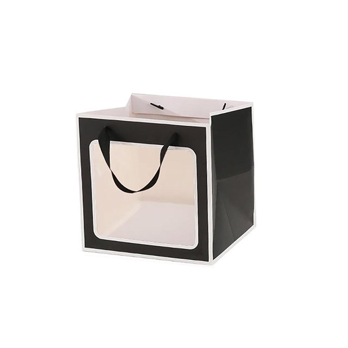 20PCS Open Window for Flower Doll Wedding Gift Transparent Square Packaging Bag - Black 30-30-30cm 15