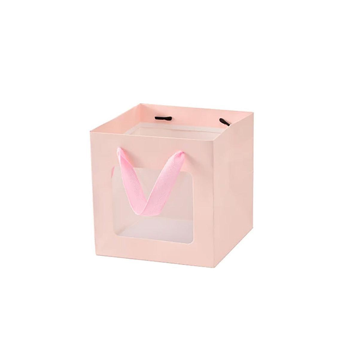 20PCS Open Window for Flower Doll Wedding Gift Transparent Square Packaging Bag - Pink 15-15-15cm 10