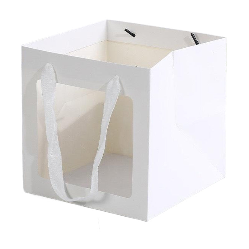 20PCS Open Window for Flower Doll Wedding Gift Transparent Square Packaging Bag - White 15-15-15cm 9