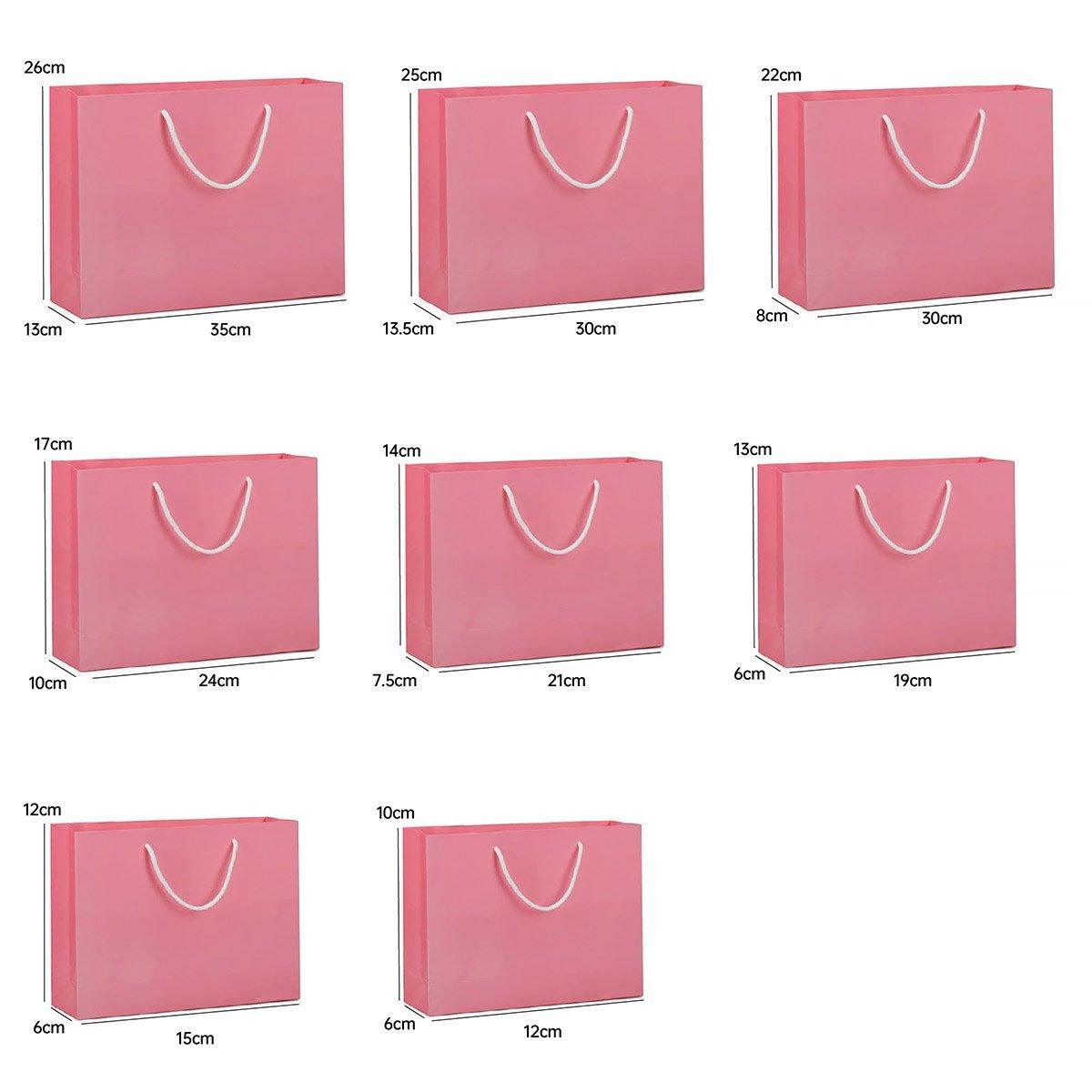 25X Kraft Paper Bags Gift Shopping Bag Carry White Pink Black Bag With Handles - White-10-12-6 3