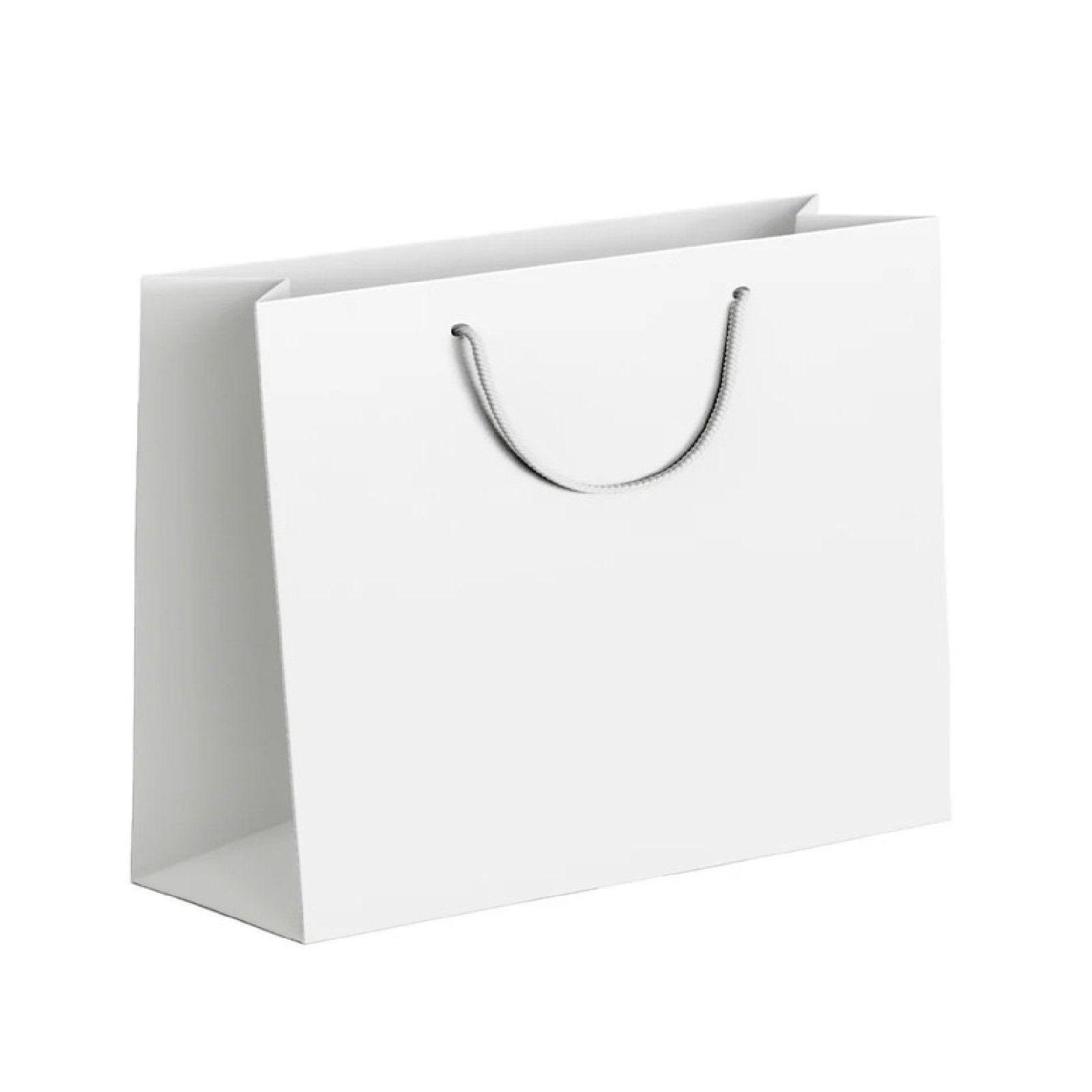 25X Kraft Paper Bags Gift Shopping Bag Carry White Pink Black Bag With Handles - White-10-12-6 12