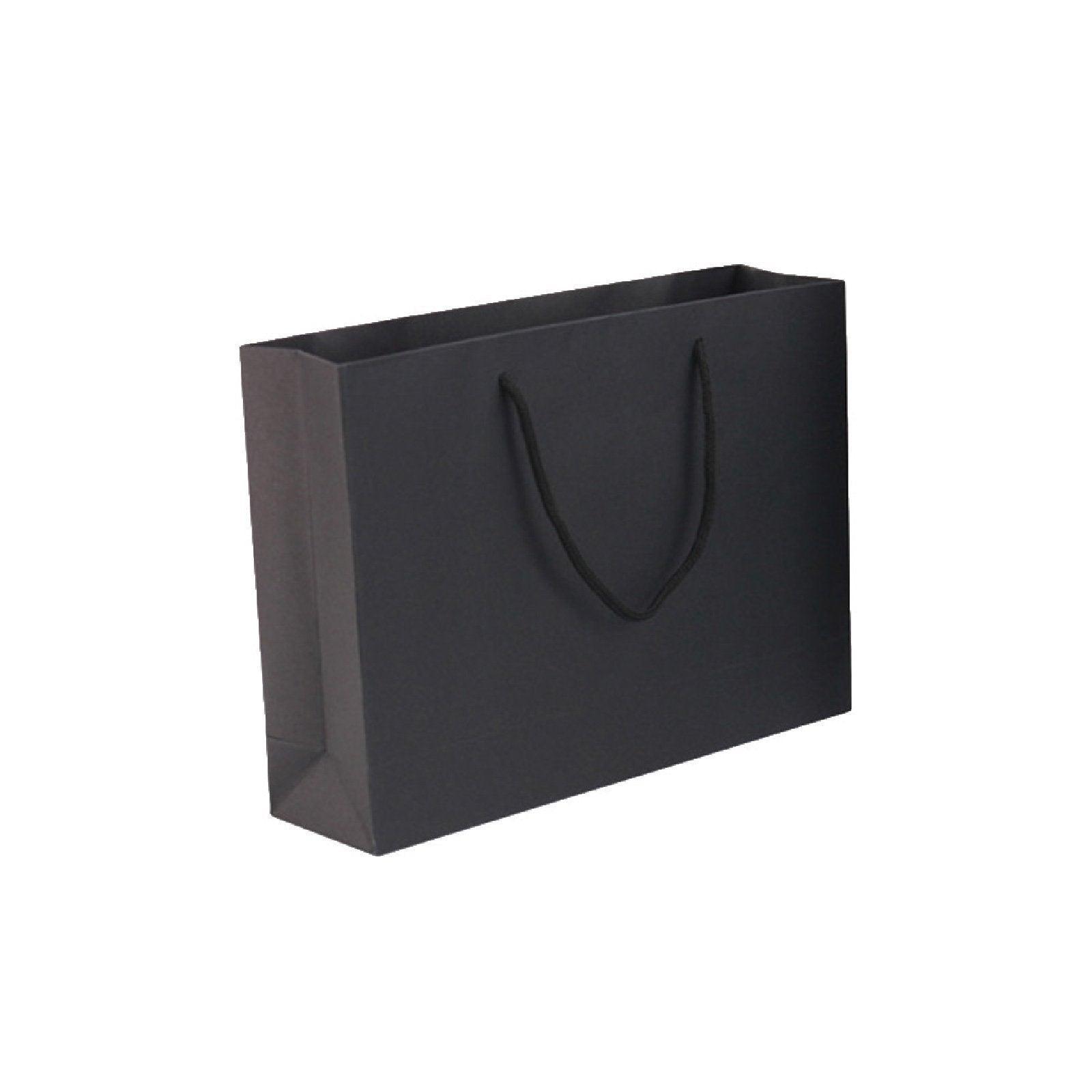 25X Kraft Paper Bags Gift Shopping Bag Carry White Pink Black Bag With Handles - Black-12-15-6 14