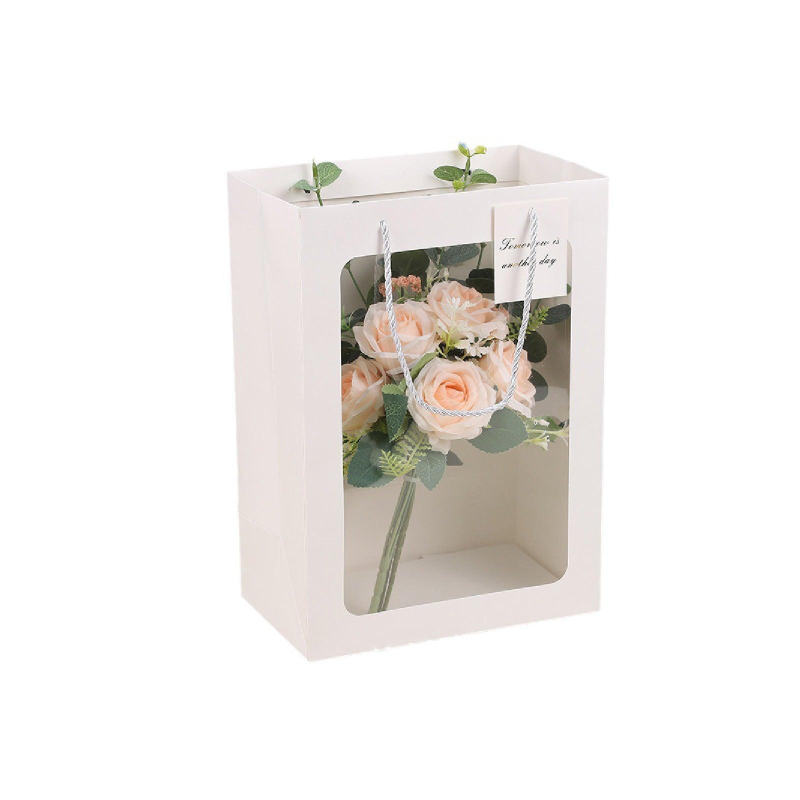 25x Thick Gift Bags with Transparent Window for Valentines Day Bouquets and Gift - Tote-Bag-25pcs-Red-18-13-25cm 6