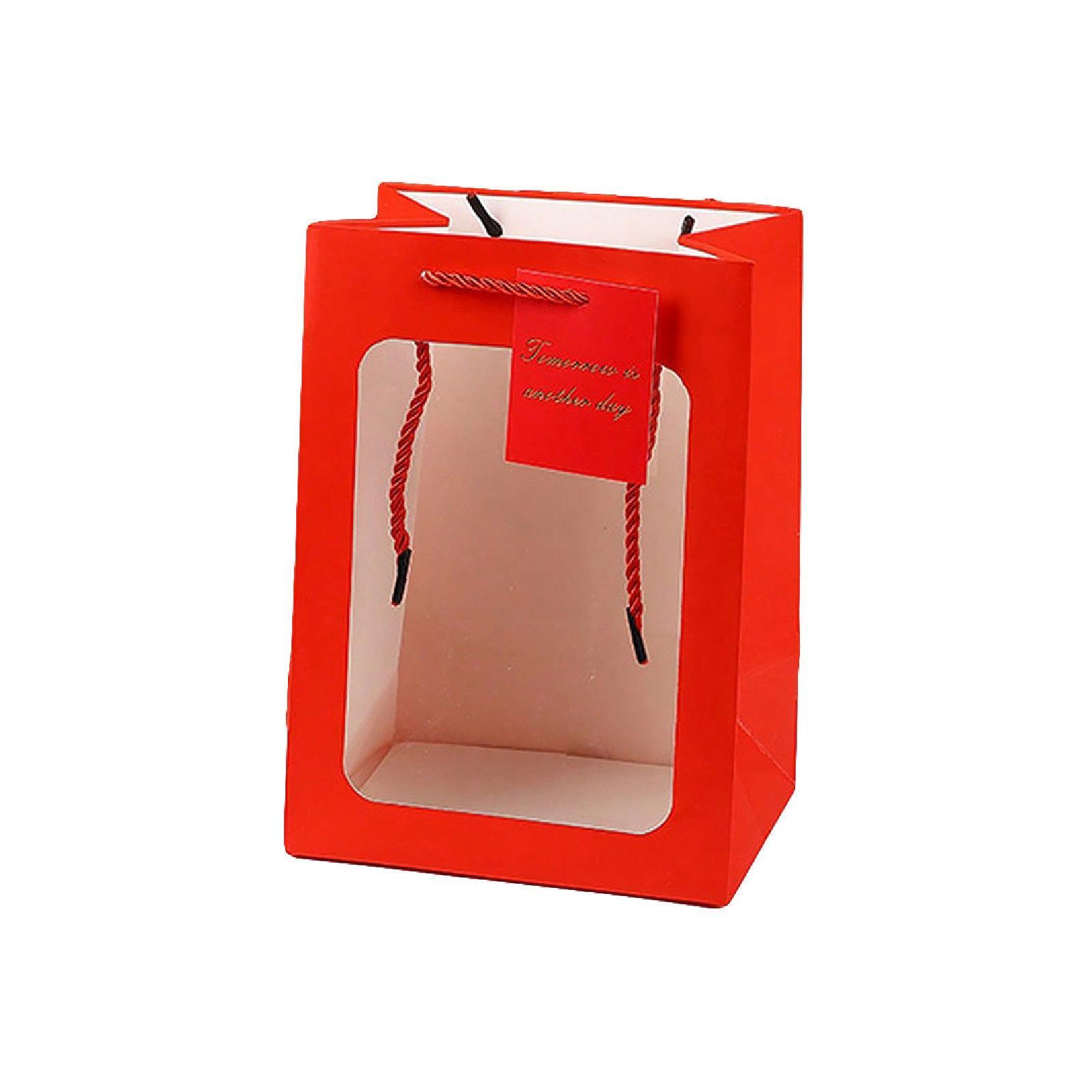 25x Thick Gift Bags with Transparent Window for Valentines Day Bouquets and Gift - Tote-Bag-25pcs-Red-18-13-25cm 11