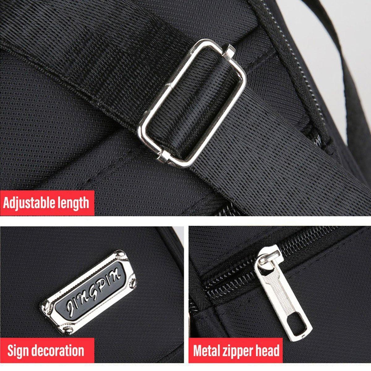 Mens Crossbody Shoulder Bag Travel Messenger Bag Casual Handbag for Boys and Men - Black-4 zippers 4
